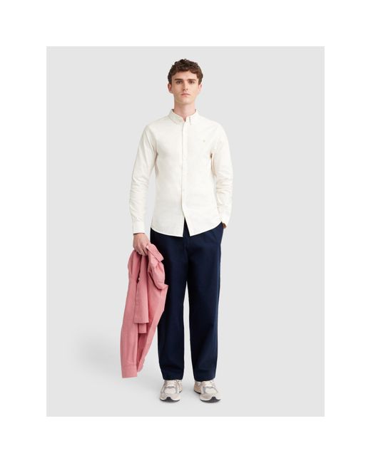 Farah White Oxford Long Sleeve Shirt for men