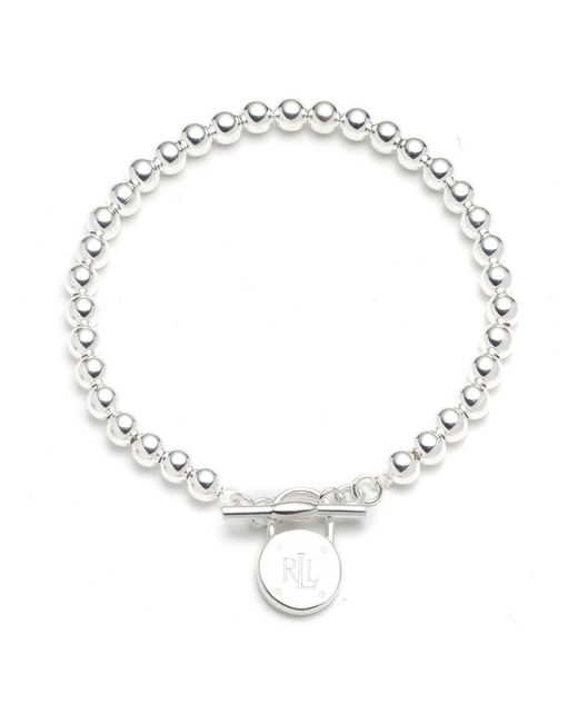 Ralph Lauren Metallic Lauren Sterling Padlock Logo Bracelet