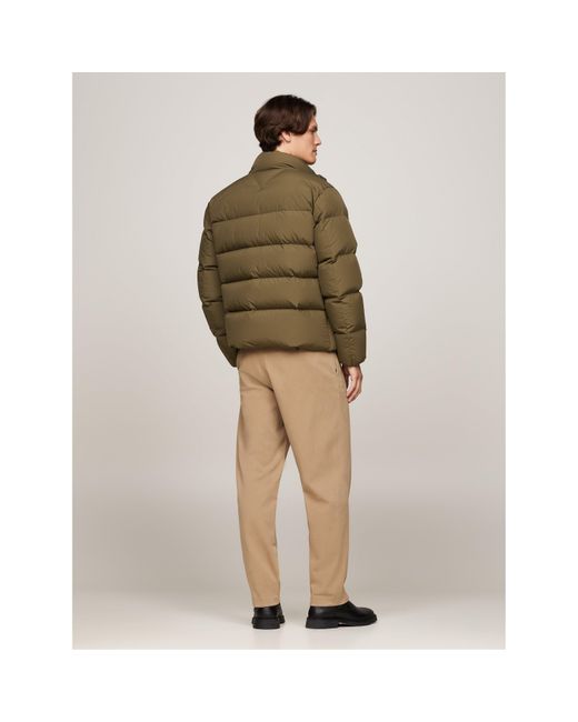 Tommy Hilfiger Green Recycled Polyester Short Puffer Jacket for men