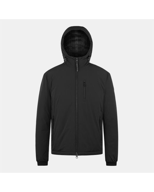 ARCTIC ARMY Black Aurora Lw Puffer Reflective Long Sleeve Short Puffer Jacket for men