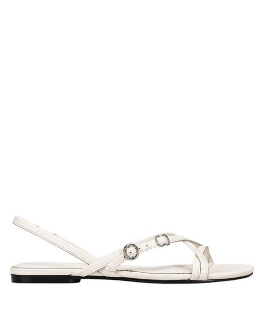 HUGO White Flat Sandals With Buckle Detail (Amaryl)