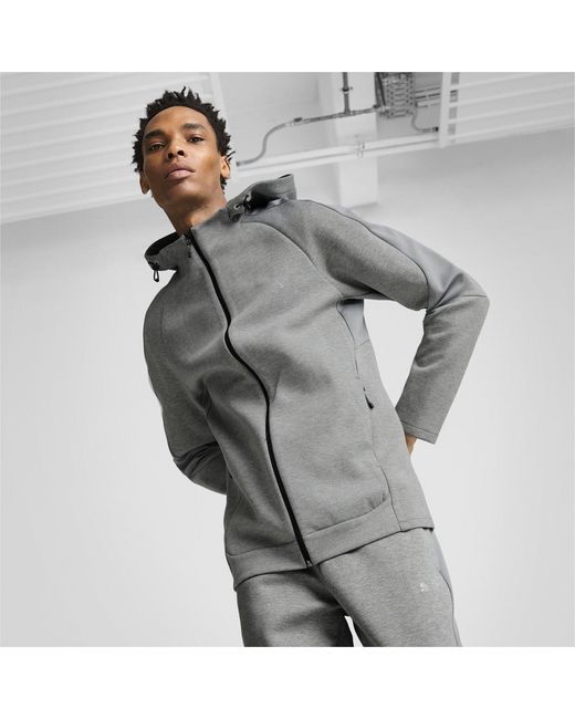 PUMA Gray Evostripe Full Zip Fleece Fabric for men