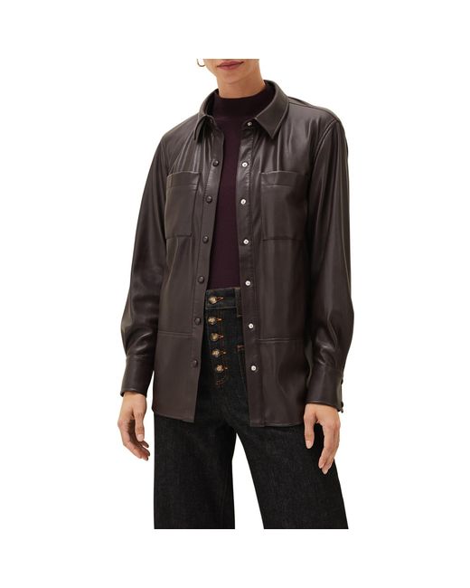 Phase Eight Brown Aphia Faux Leather Shacket
