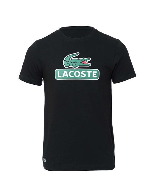 Lacoste Black Sport Print Logo Breathable T-shirt for men