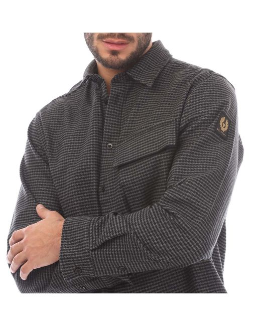 Belstaff Gray Cotton Houndstooth Scale Shirt for men