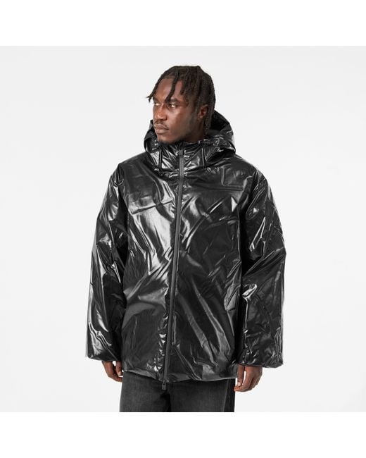 Rains Black Sibu Vision Waterproof Insulated Rain Anorak for men