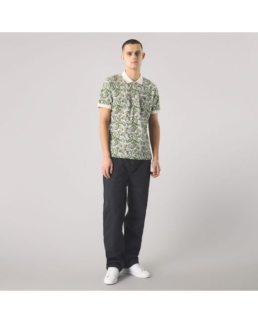 Pretty Green Green Aquarelle Paisley Short-Sleeve Polo Shirt for men