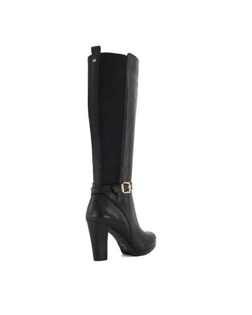 Dune Black Sareena Buckle Block Heel Knee High Boots Size 6