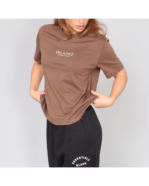 Blank Essentials Brown Blank E Core Puff Print T-Shirt Ladies