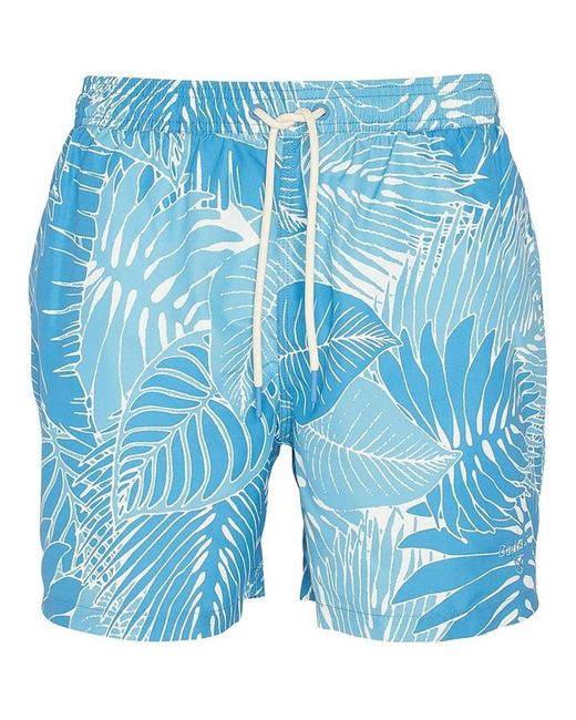 Barbour Blue Cornwall Palm-leaf Swim Shorts for men