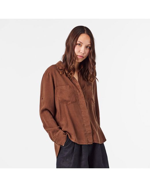 Bella Dahl Brown Split Back Long-Sleeve Plain Shirt