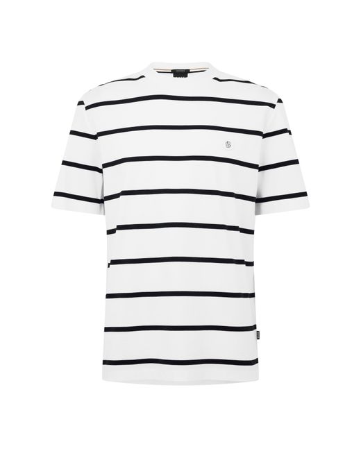 Boss White Taut Minimalist Design T-Shirt With Logo Detail for men