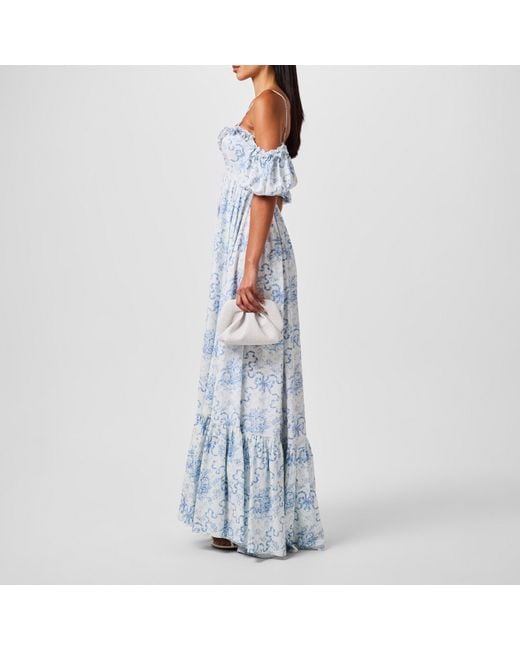LoveShackFancy Blue Tabithea Lightweight Relaxed Fit Maxi Dress