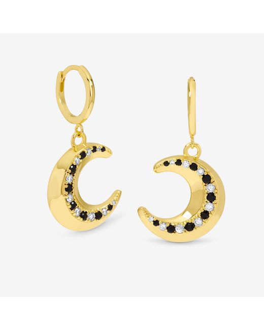 Inicio Metallic 14K Plated Celestial Moon Charm Hoop Earrings
