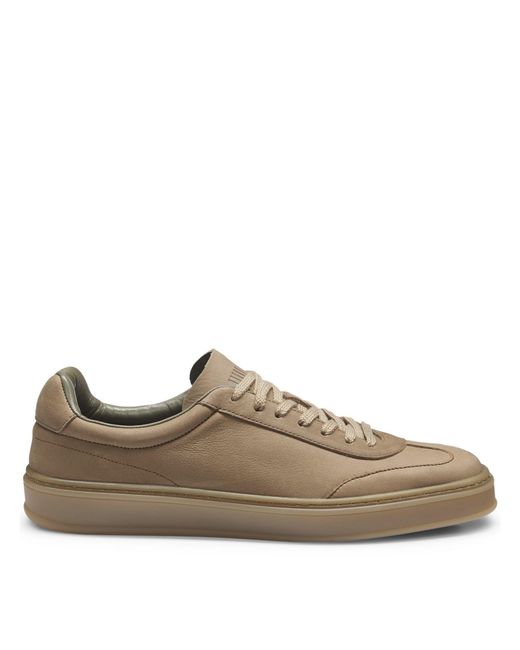 Boss Brown Zarek Double Breasted Leather Lace Up Low-Top Trainers for men