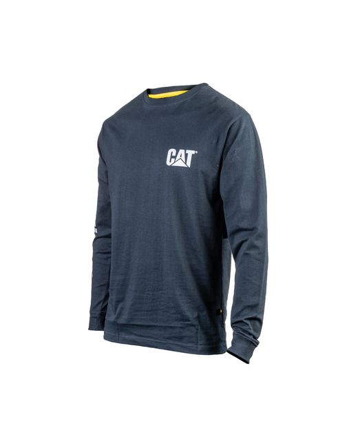 Caterpillar Blue Trademark Banner Long Sleeve T-Shirt for men