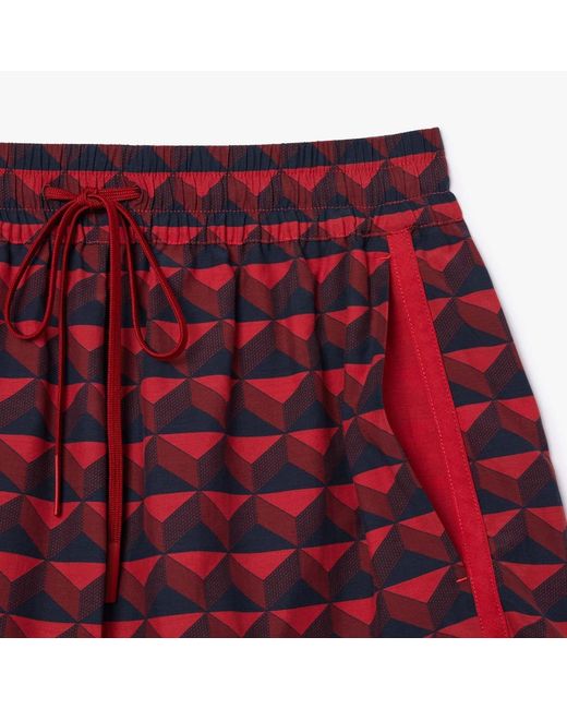 Lacoste Red Graphic Motif Short Draped Shorts