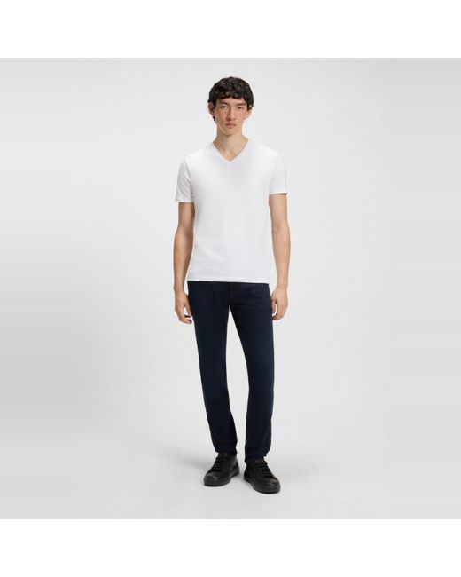 HUGO White Short Sleeve V Neck T Shirt for men