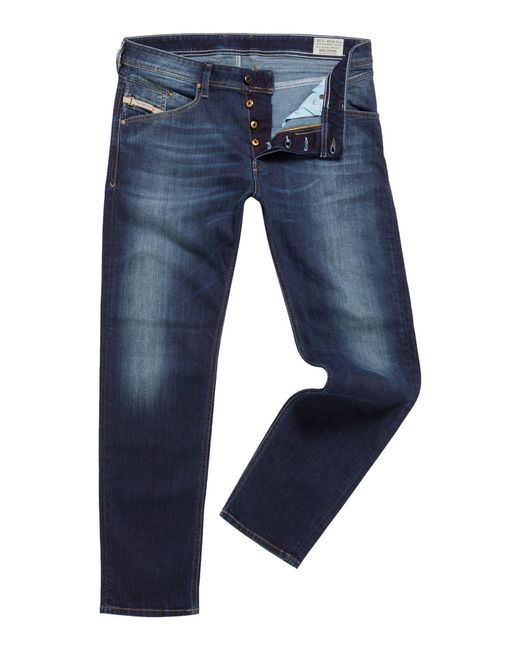 DIESEL Blue Belther 814w Tapered Fit Stretch Jeans for men