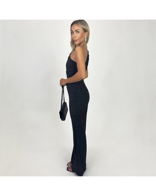 AX Paris Blue Sparkle One Shoulder Ruched Top Jumpsuit