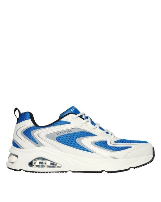 Skechers Blue Mesh Print Overlay Low-Top Trainers for men