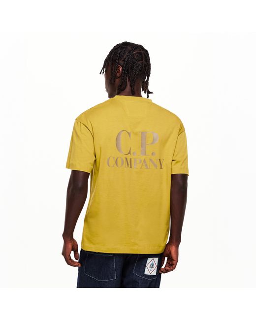 C P Company Yellow Double Logo Tee for men