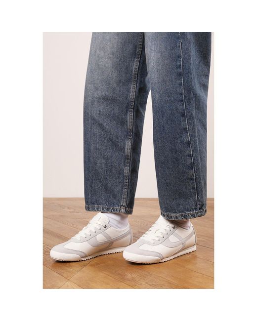 Where's That From Blue Court Lace Up Trainer With Stripe Detail