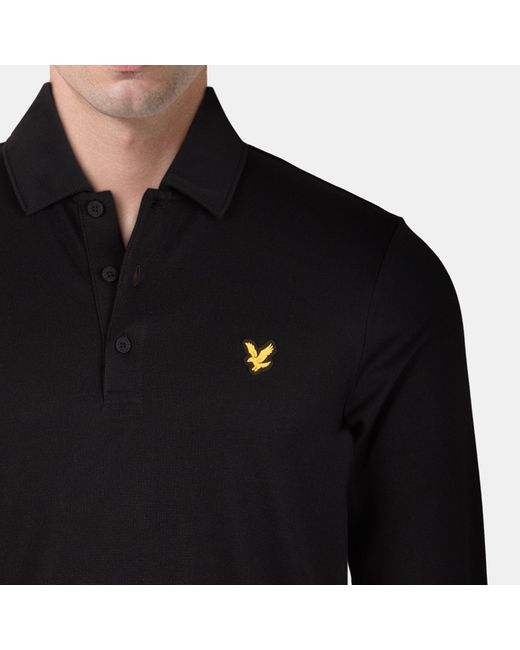 Lyle & Scott Black Tech Long-Sleeve Polo Shirt for men
