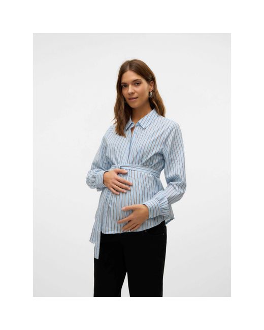 Mama.licious Blue Mama Long-Sleeve Patterned Shirt