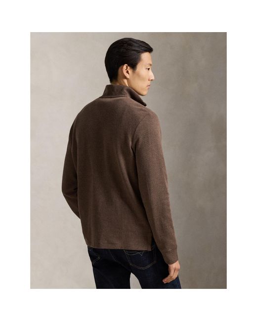 Polo Ralph Lauren Brown Estate Fleece Quarter Zip Sweater for men