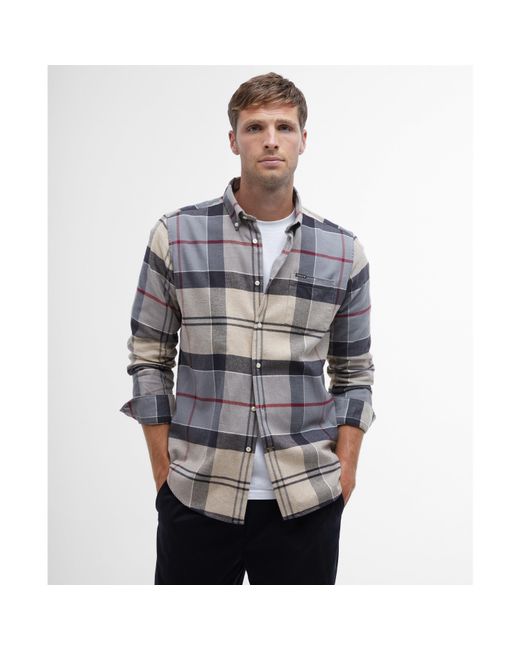 Barbour Gray Edderton Long Sleeve Patterned Shirt for men