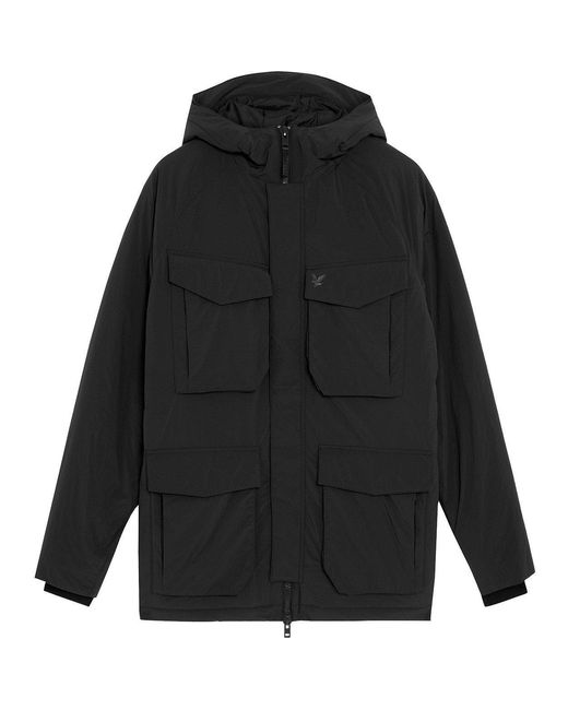 Lyle & Scott Black Lyle & Scott Funnel Neck Long Sleeve Parka for men