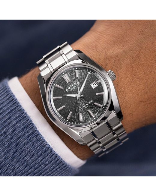 Rotary Metallic Lumen Dial Ss Bracelet Watch for men