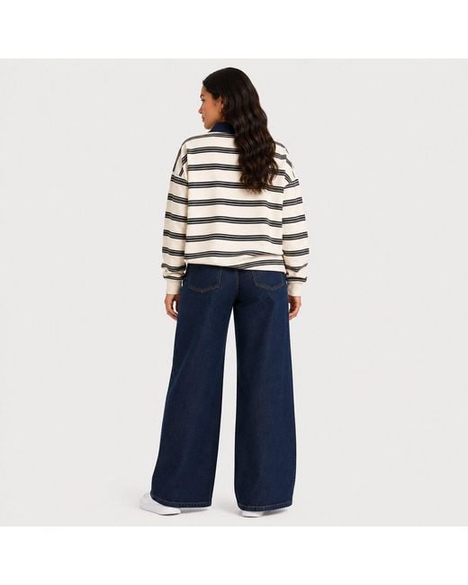 I Saw It First Blue Striped Polo Top