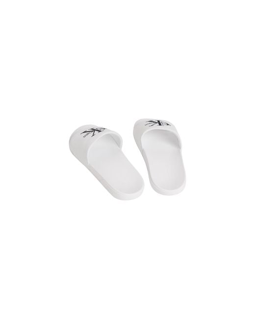 Calvin Klein White Pool Sliders