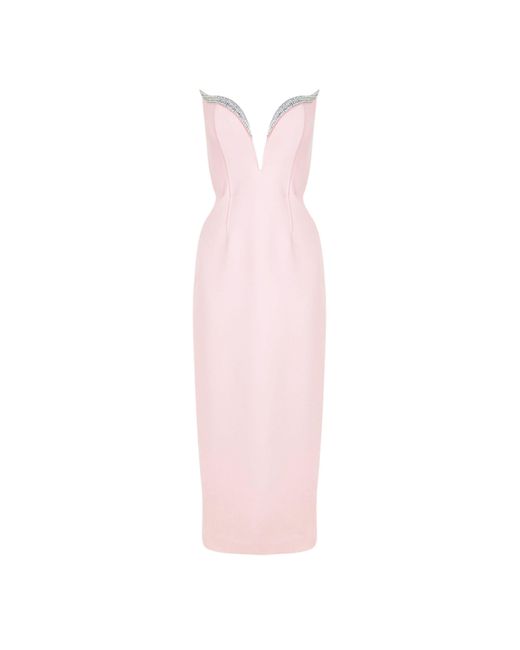 David Koma Pink Crystal Wing Midi Dress