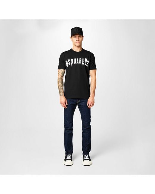 DSquared² Black Spray Logo T Shirt for men