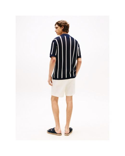 Tommy Hilfiger Blue Vertical Stripe Short Sleeve Shirt for men