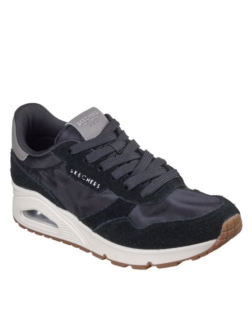 Skechers Blue Hairy Suede And Mesh Lace-Up Low-Top Trainers