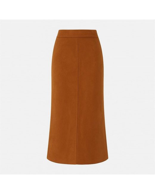 I Saw It First Brown Faux Suede Midi Skirt