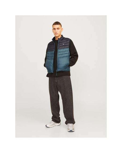 Jack & Jones Blue Sleeveless Zipper Gilet for men