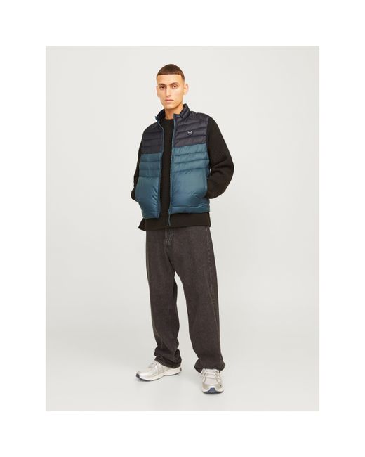 Jack & Jones Blue Sleeveless Zipper Gilet for men