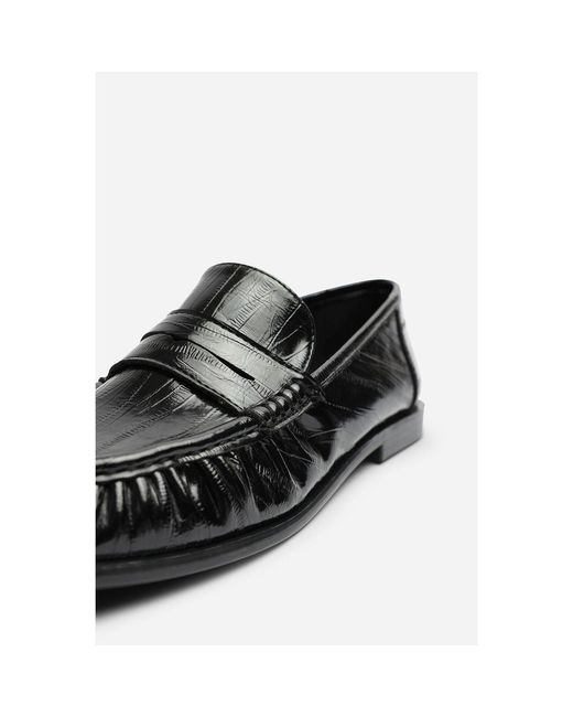 Where's That From Black Wheres Ruched Detail Flat Penny Loafers