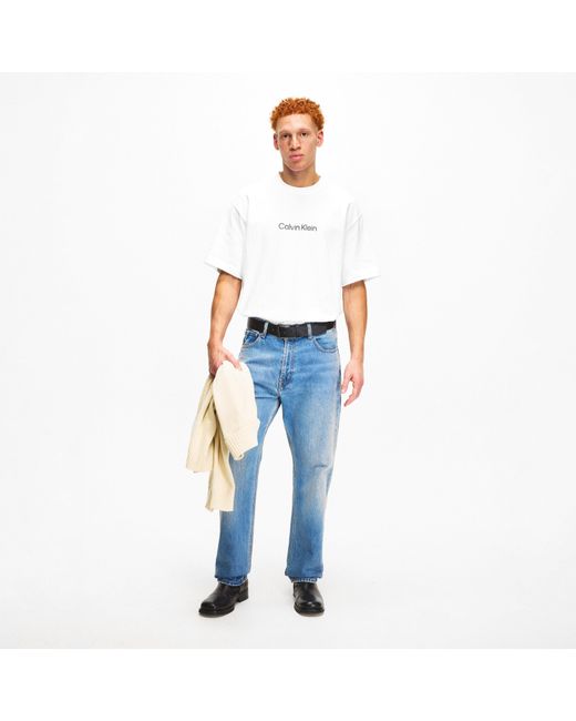 Calvin Klein White Sslogo Crew T-Shirt for men