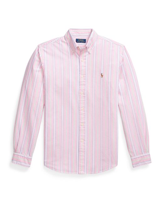 Polo Ralph Lauren Pink Multi-Coloured Striped Poplin Shirt for men