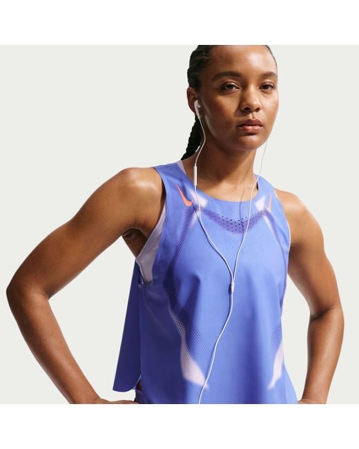 Nike Blue Aeroswift Dri-Fit Adv Cropped Running Tank Top