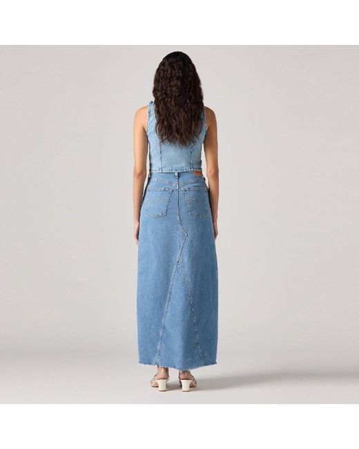 Levi's Blue Long Slit Denim Skirt