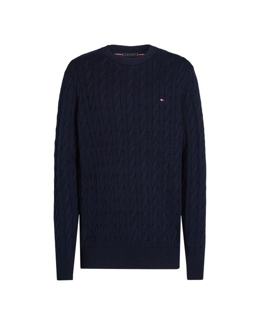 Tommy Hilfiger Blue Classic Cotton Cable Crew Neck for men