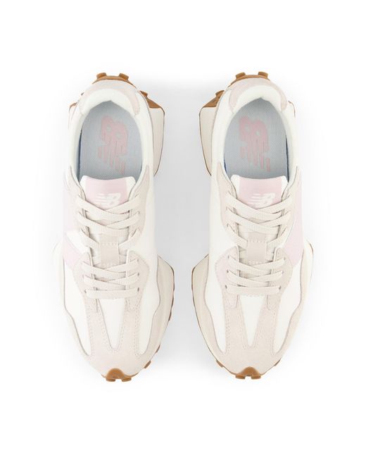 New Balance White 327 In Grey Suede/mesh