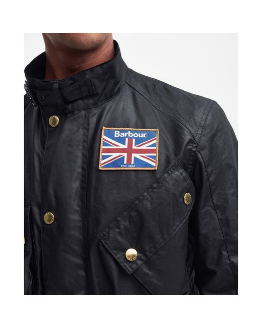 Barbour Blue Union Jack Waxed Jacket for men